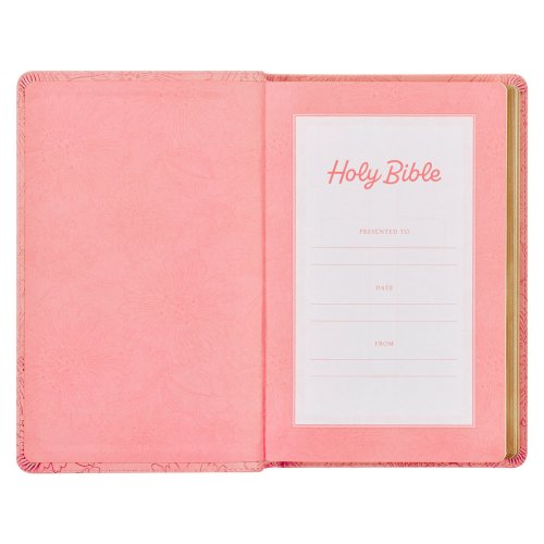 KJV Holy Bible, Gift Edition King James Version, Faux Leather Flexible Cover, Light Pink Floral