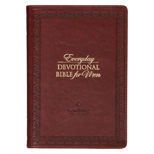 Devotional Bible NLT for Men Faux Leather, Saddle Tan