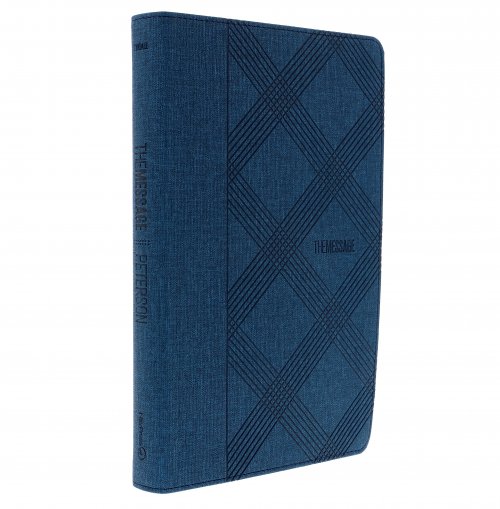 The Message Bible Deluxe Gift Bible, Blue, Imitation Leather, Paraphrase, Maps, Presentation Page, Ribbon Marker