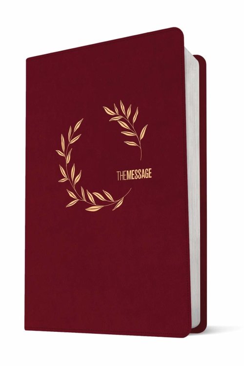 Message Deluxe Gift Bible, Large Print (Leather-Look, Cranberry Laurels)