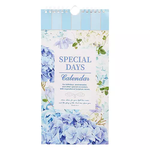 Special Days Calendar Blue Hydrangea Glory of the Lord Isa. 60:1