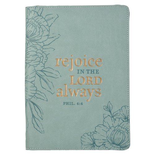 Journal Classic Zip Teal Rejoice in the Lord Phil. 4:4