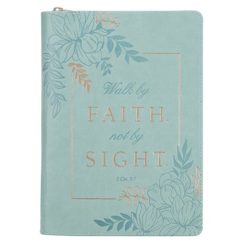 Journal w/Zip Faux Leather-Walk by Faith 2 Cor. 5:7