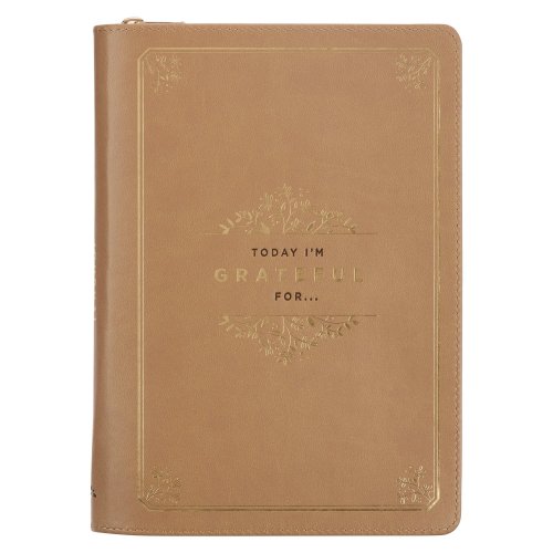 Journal w/Zip Faux Leather-Grateful