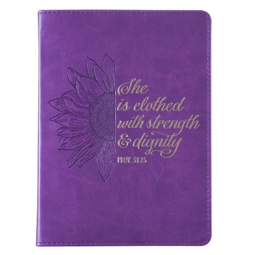 Strength & Dignity Purple Sunflower Faux Leather Handy-Sized Journal - Proverbs 31:25