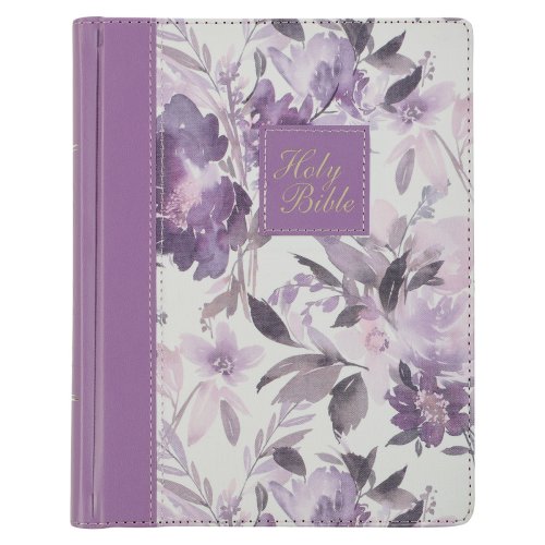 KJV Note-taking Bible Faux Leather HC, Purple Floral Printed