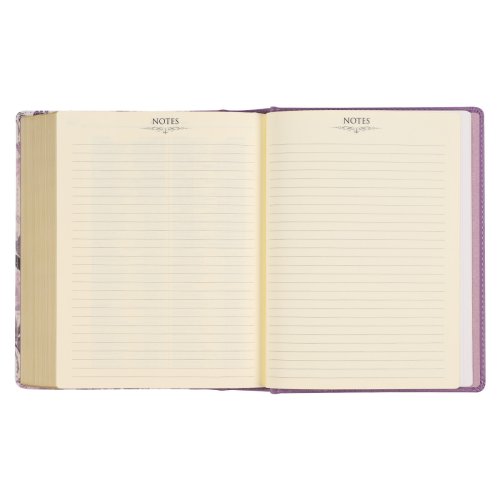 KJV Note-taking Bible Faux Leather HC, Purple Floral Printed