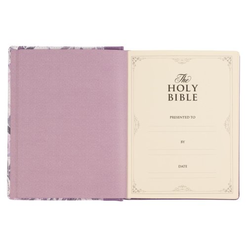 KJV Note-taking Bible Faux Leather HC, Purple Floral Printed