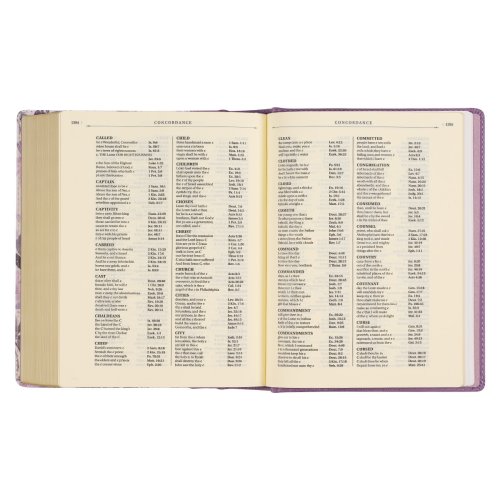 KJV Note-taking Bible Faux Leather HC, Purple Floral Printed