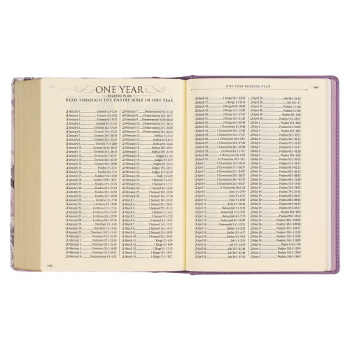 KJV Note-taking Bible Faux Leather HC, Purple Floral Printed