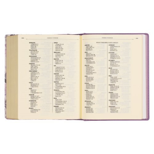 KJV Note-taking Bible Faux Leather HC, Purple Floral Printed