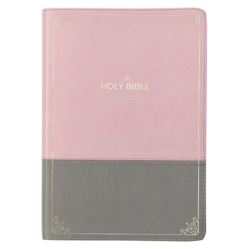 KJV Super Giant Print Bible Two-Tone Pink and Gray Faux Leather