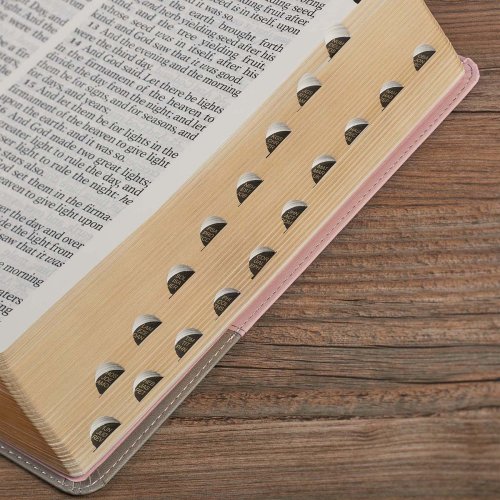 KJV Super Giant Print Bible Two-Tone Pink and Gray Faux Leather