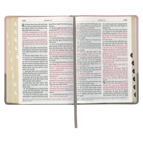 KJV Super Giant Print Bible Two-Tone Pink and Gray Faux Leather