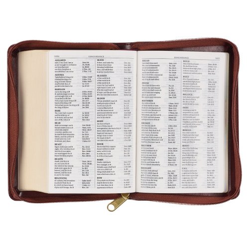 Framed Burgundy Faux Leather Large Print Compact King James Version Bible with Zippered Closure