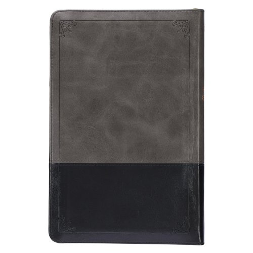 KJV Bible Deluxe Gift Faux Leather, Gray/Black w/zipper