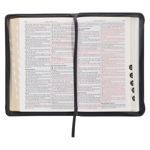 KJV Bible Deluxe Gift Faux Leather, Gray/Black w/zipper