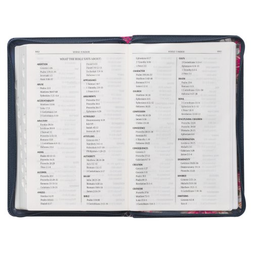 KJV Bible Deluxe Gift Faux Leather, Blue Floral Printed w/zipper