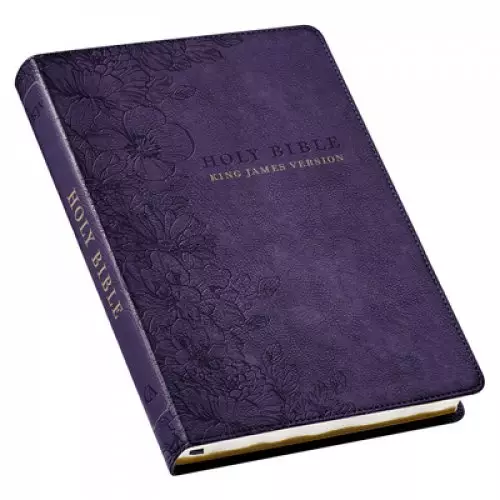 KJV Bible Thinline LP Faux Leather, Purple Floral