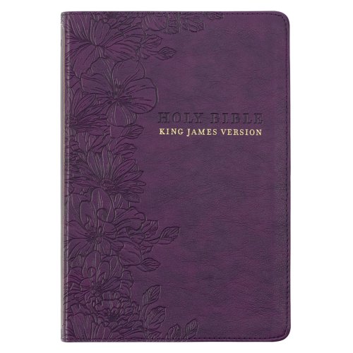 KJV Bible Thinline LP Faux Leather, Purple Floral