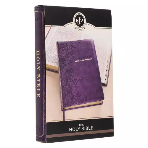 KJV Bible Thinline LP Faux Leather, Purple Floral