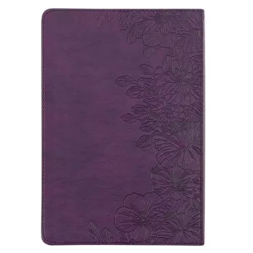 KJV Bible Thinline LP Faux Leather, Purple Floral