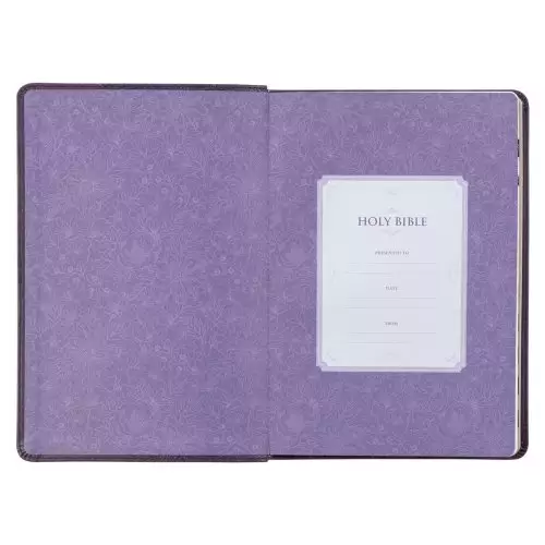 KJV Bible Thinline LP Faux Leather, Purple Floral