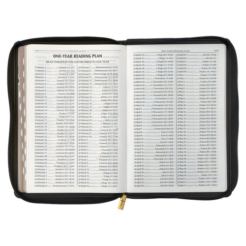 Black Faux Leather Large Print Thinline KJV Bible with Thumb Index and Zippered Closure