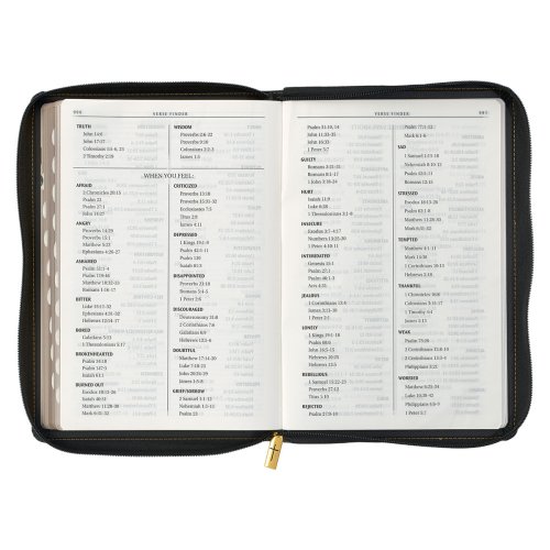 Black Faux Leather Large Print Thinline KJV Bible with Thumb Index and Zippered Closure