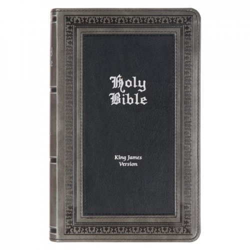 KJV Bible Giant Print Standard-size Faux Leather, Gray/Black