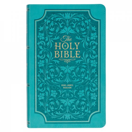 KJV Bible Giant Print Standard-size Faux Leather, Teal Floral