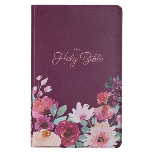 KJV Bible Giant Print Standard-size Faux Leather, Purple Floral Printed