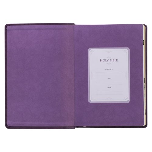 KJV Bible Giant Print Full-size Faux Leather, Purple Floral