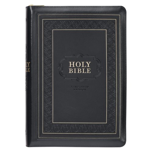 KJV Bible Giant Print Full-size Faux Leather, Black w/zipper