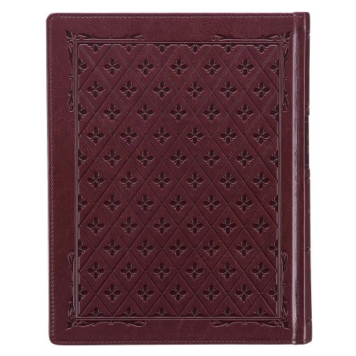 KJV Large Print Note-Taking Bible-Burgundy Diamond Faux Leather Hardcover