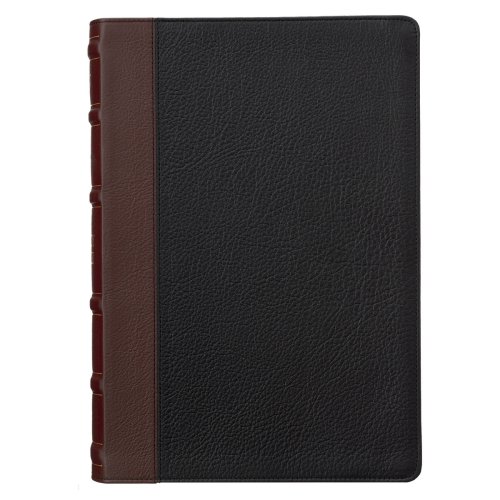 Black and Burgundy Full Grain Leather Large Print King James Version Study Bible with Thumb Index