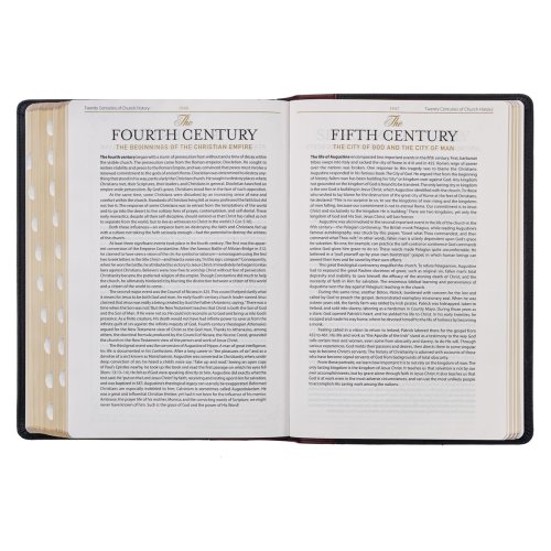 Black and Burgundy Full Grain Leather Large Print King James Version Study Bible with Thumb Index