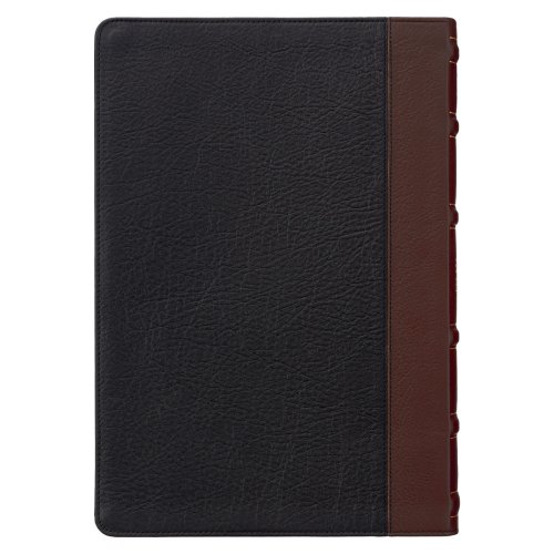 Black and Burgundy Full Grain Leather Large Print King James Version Study Bible with Thumb Index