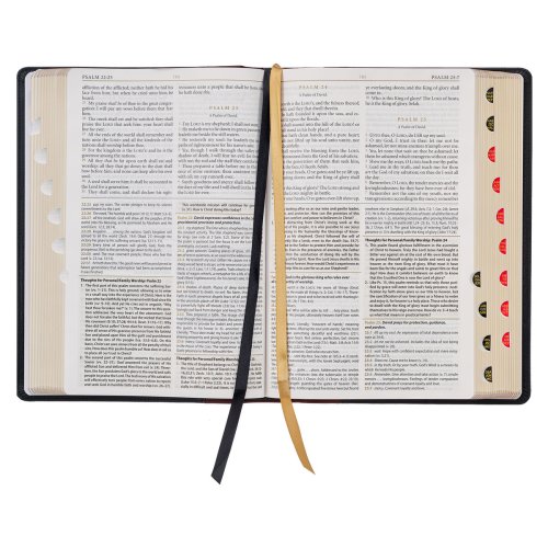 Black and Burgundy Full Grain Leather Large Print King James Version Study Bible with Thumb Index