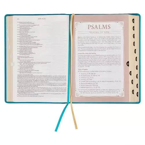 NLT Spiritual Growth Bible, Teal, Imitation Leather, Articles, Book Introductions, Character Profiles, Cross-References, Topical Index, Presentation Page, Ribbon Markers, Thumb Index, Gilt Edge