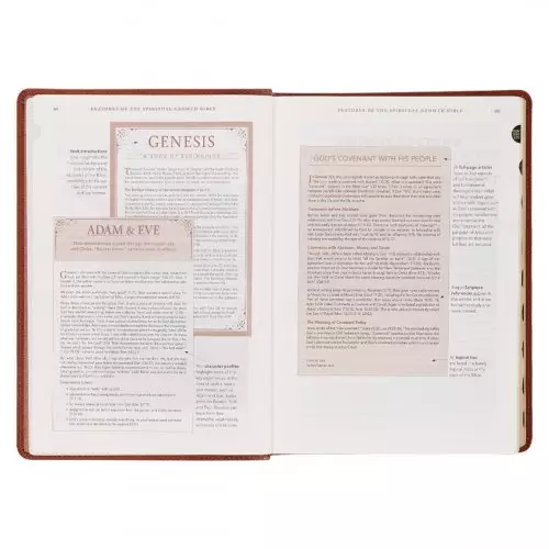 NLT Spiritual Growth Bible, Tan, Imitation Leather, Articles, Book Introductions, Character Profiles, Cross-References, Topical Index, Presentation Page, Ribbon Markers, Thumb Index