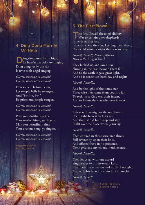 Christmas Carols Song Sheet