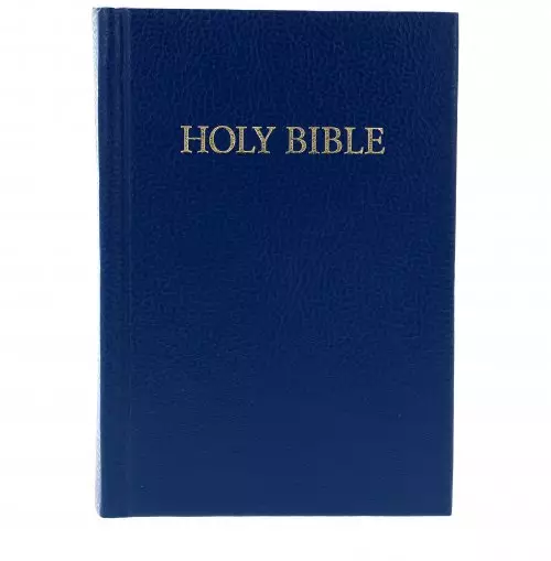 KJV Pocket Bible, Blue, Hardback, Reading Plan, Concordance, Presentation Page, Line Drawings, Sewn Binding