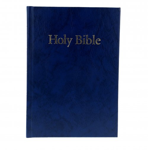 KJV Pew Bible, Blue, Hardback, Clear Print, Ribbon Marker, Presentation Page, Reading Plan, Glossary, Line Drawings, Sewn Binding