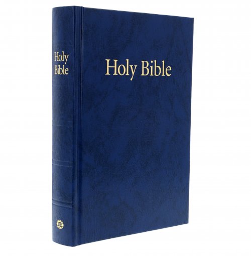 KJV Pew Bible, Blue, Hardback, Clear Print, Ribbon Marker, Presentation Page, Reading Plan, Glossary, Line Drawings, Sewn Binding