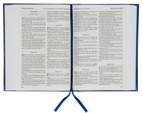 KJV Pew Bible, Blue, Hardback, Clear Print, Ribbon Marker, Presentation Page, Reading Plan, Glossary, Line Drawings, Sewn Binding