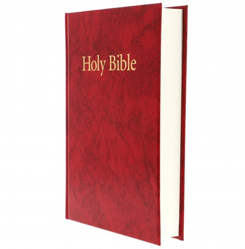 KJV Pew Bible, Red, Hardback, Clear Print, Ribbon Marker, Presentation Page, Reading Plan, Maps, Glossary, Line Drawings, Sewn Binding