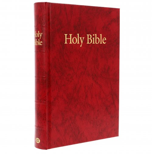 KJV Pew Bible, Red, Hardback, Clear Print, Ribbon Marker, Presentation Page, Reading Plan, Maps, Glossary, Line Drawings, Sewn Binding