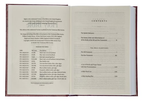 KJV Pew Bible, Red, Hardback, Clear Print, Ribbon Marker, Presentation Page, Reading Plan, Maps, Glossary, Line Drawings, Sewn Binding