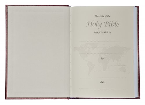 KJV Pew Bible, Red, Hardback, Clear Print, Ribbon Marker, Presentation Page, Reading Plan, Maps, Glossary, Line Drawings, Sewn Binding